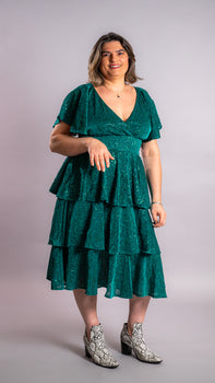 Robe brillante vert sapin Elsa