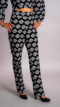 Pantalon droit en wax 100% coton Noir et Blanc Maguette